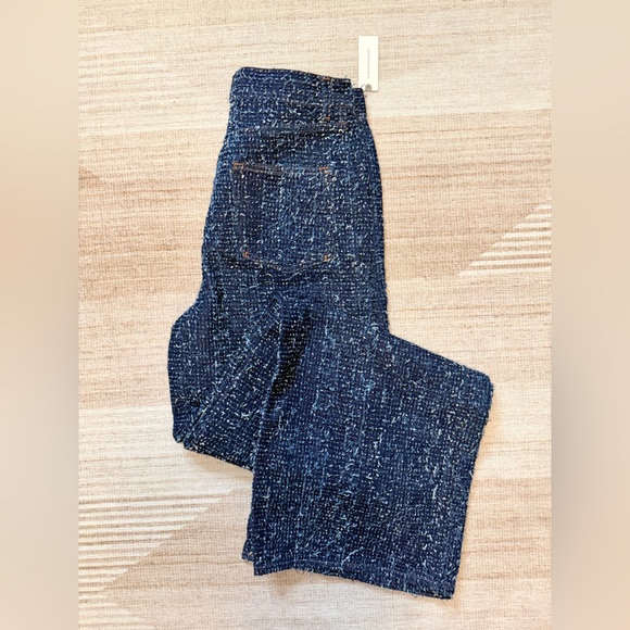 Maeve Anthropologie Tweed Wide Leg Jeans | Dark Blue | Size 10 Tall 35" Inseam - Picture 11 of 13